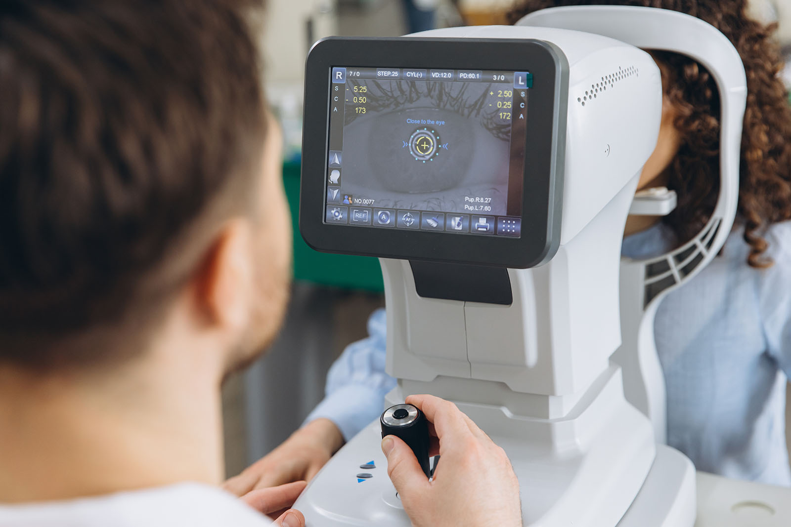 Vision testing equipment used during an eye examination